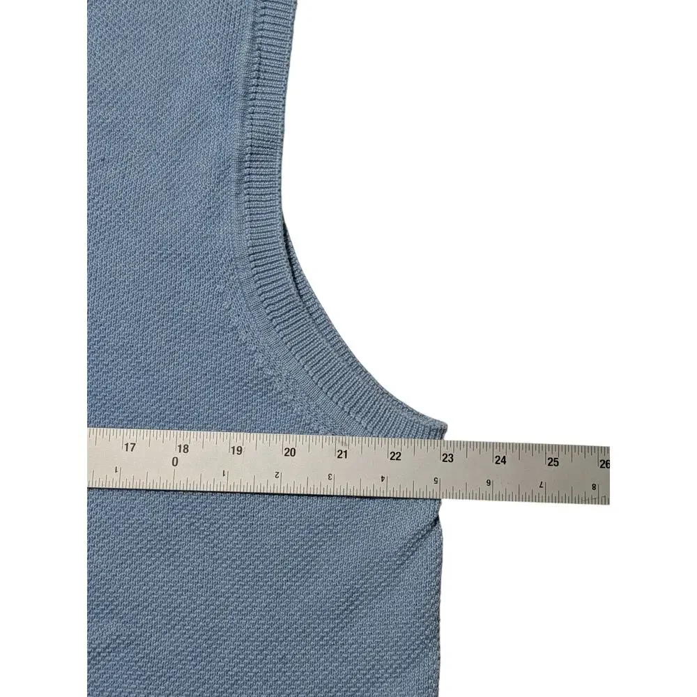Turnbury 1980s‎ Sky Blue Cotton Knit Sweater Vest XL | Made in Hong Kong Vintage